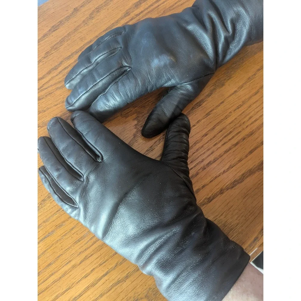 Talbots Womens Dark Brown Italian Leather Cashmere Lined Gloves Size‎ 6.5 Italy